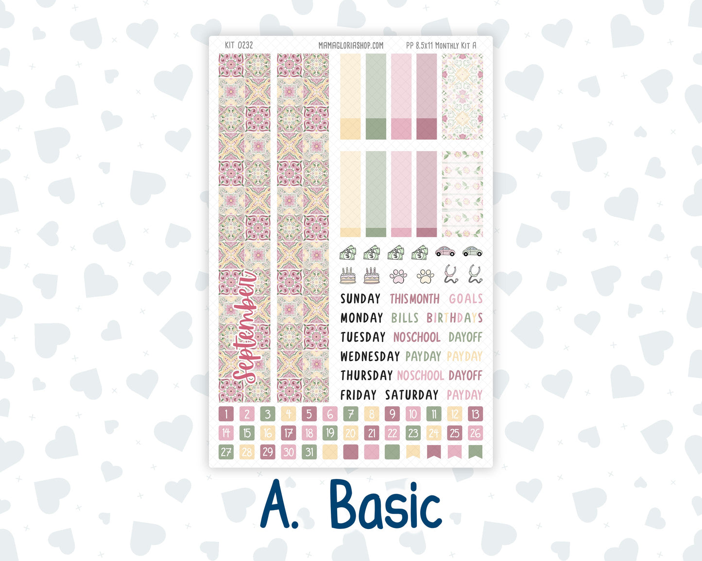 Kit 0232 - 8.5x11 - Plum Paper - Monthly Kit - September - Heirloom Garden
