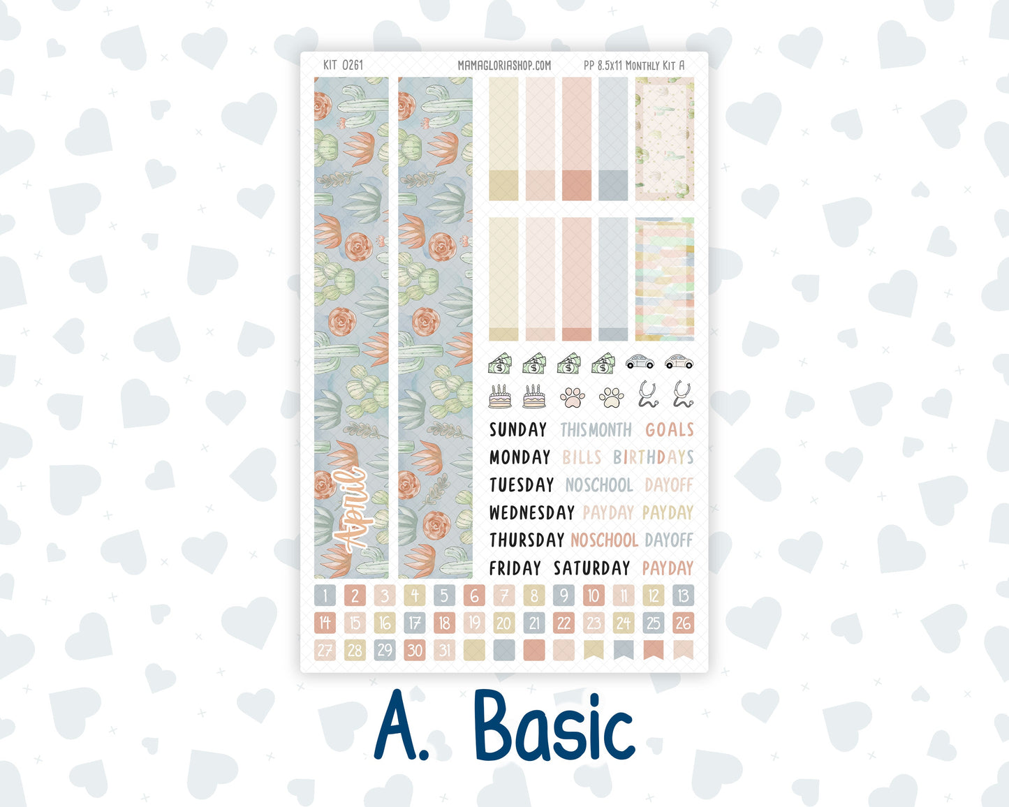 Kit 0261 - 8.5x11 - Plum Paper - Monthly Kit - April - Llama Spring