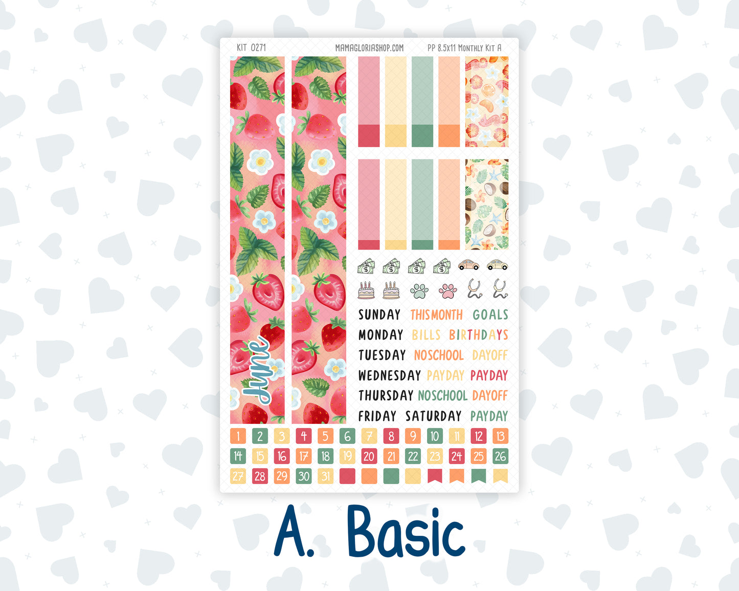 Kit 0271 - 8.5x11 - Plum Paper - Monthly Kit - June - Strawberry Shore