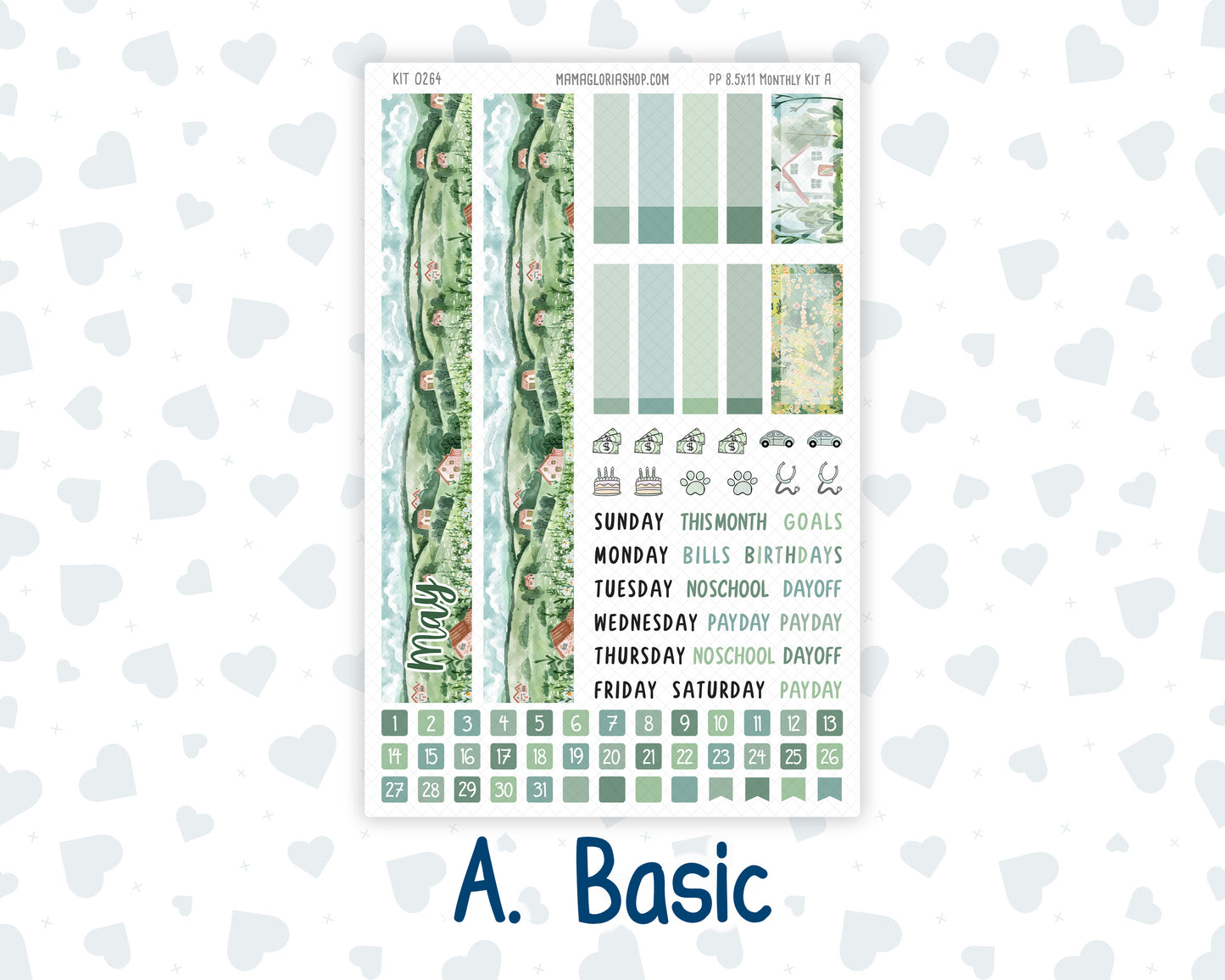 Kit 0264 - 8.5x11 - Plum Paper - Monthly Kit - May - Spring Walk