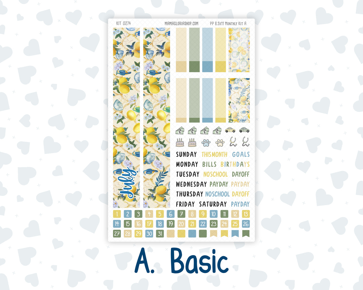 Kit 0274 - 8.5x11 - Plum Paper - Monthly Kit - July - Sunny Lemon Shore