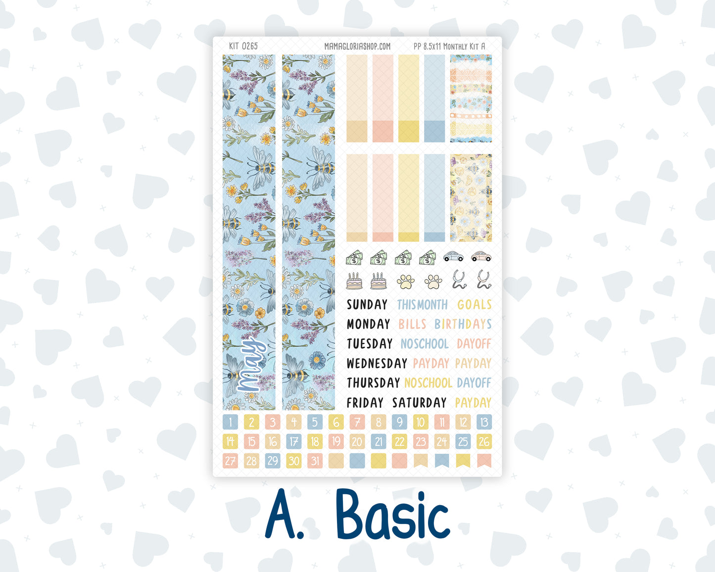 Kit 0265 - 8.5x11 - Plum Paper - Monthly Kit - May - Honeybee Sky