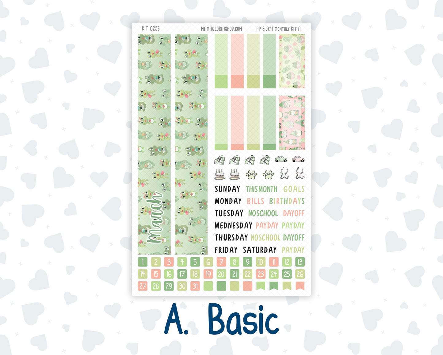Kit 0256 - 8.5x11 - Plum Paper - Monthly Kit - March - Froggy Luck