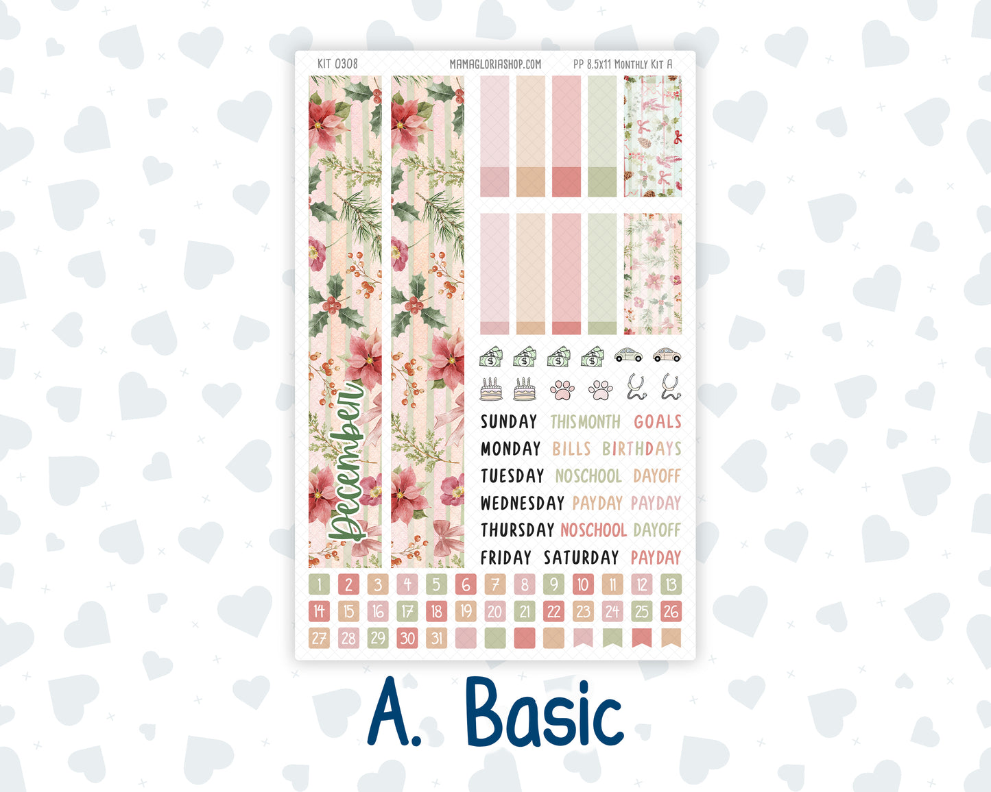 Kit 0308 - 8.5x11 - Plum Paper - Monthly Kit - December - Knit & Holly