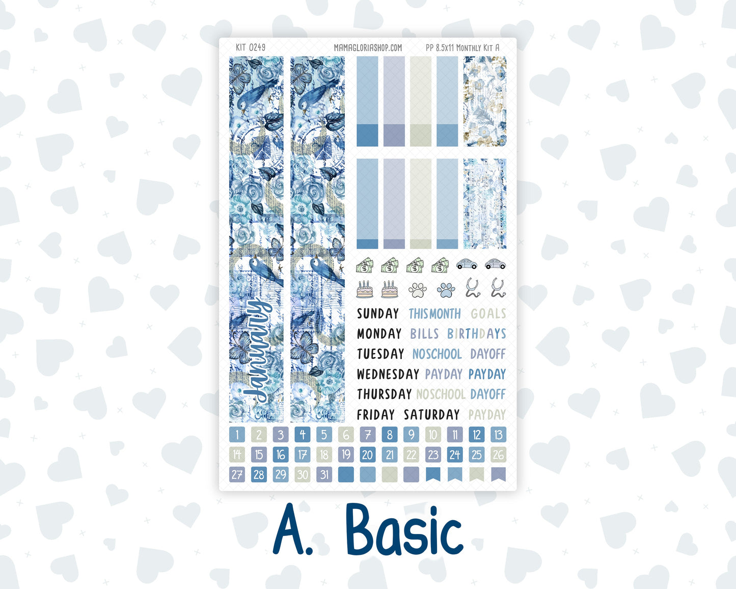 Kit 0249 - 8.5x11 - Plum Paper - Monthly Kit - January - Icy Lace