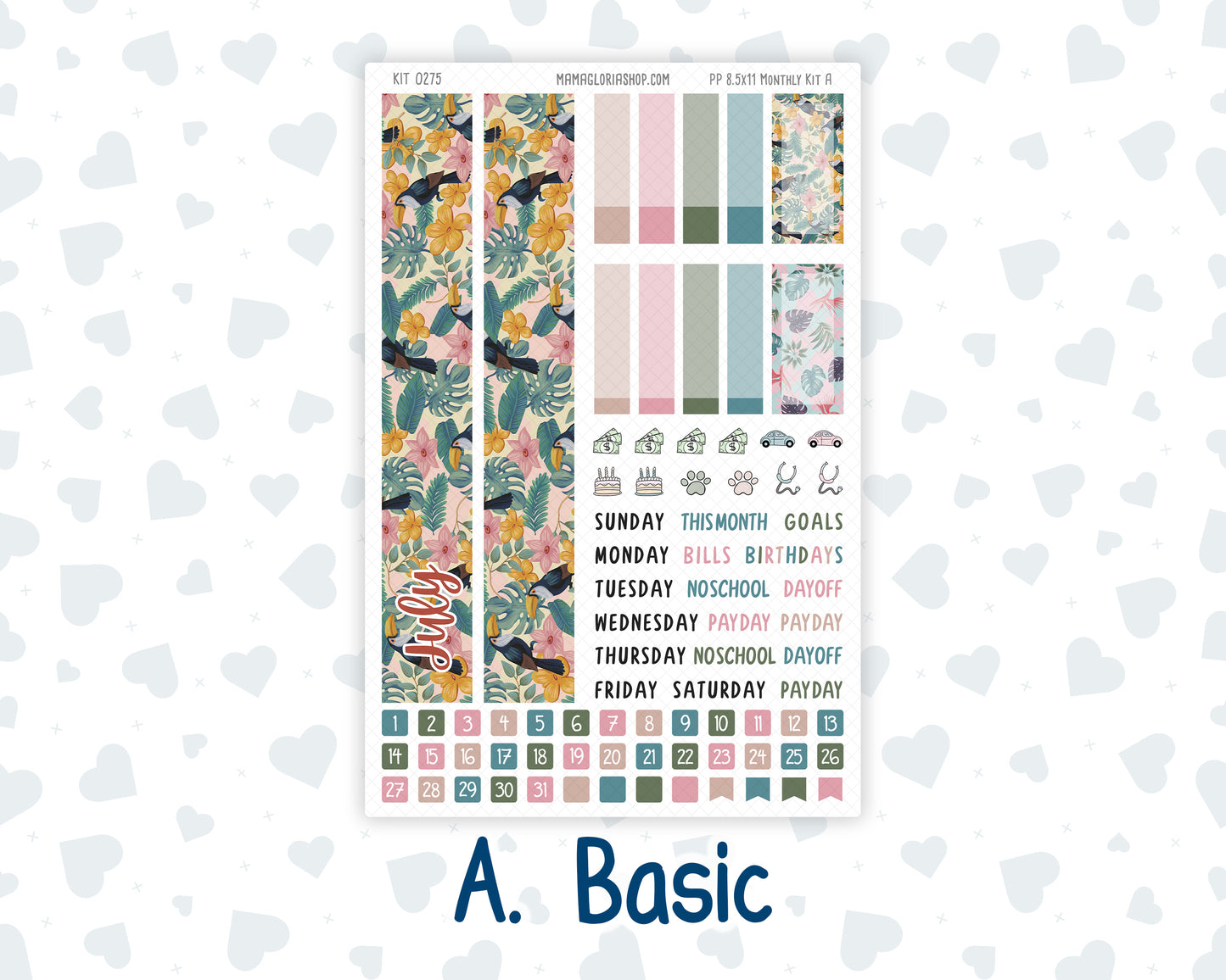 Kit 0275 - 8.5x11 - Plum Paper - Monthly Kit - July - Tropical Safari Blush