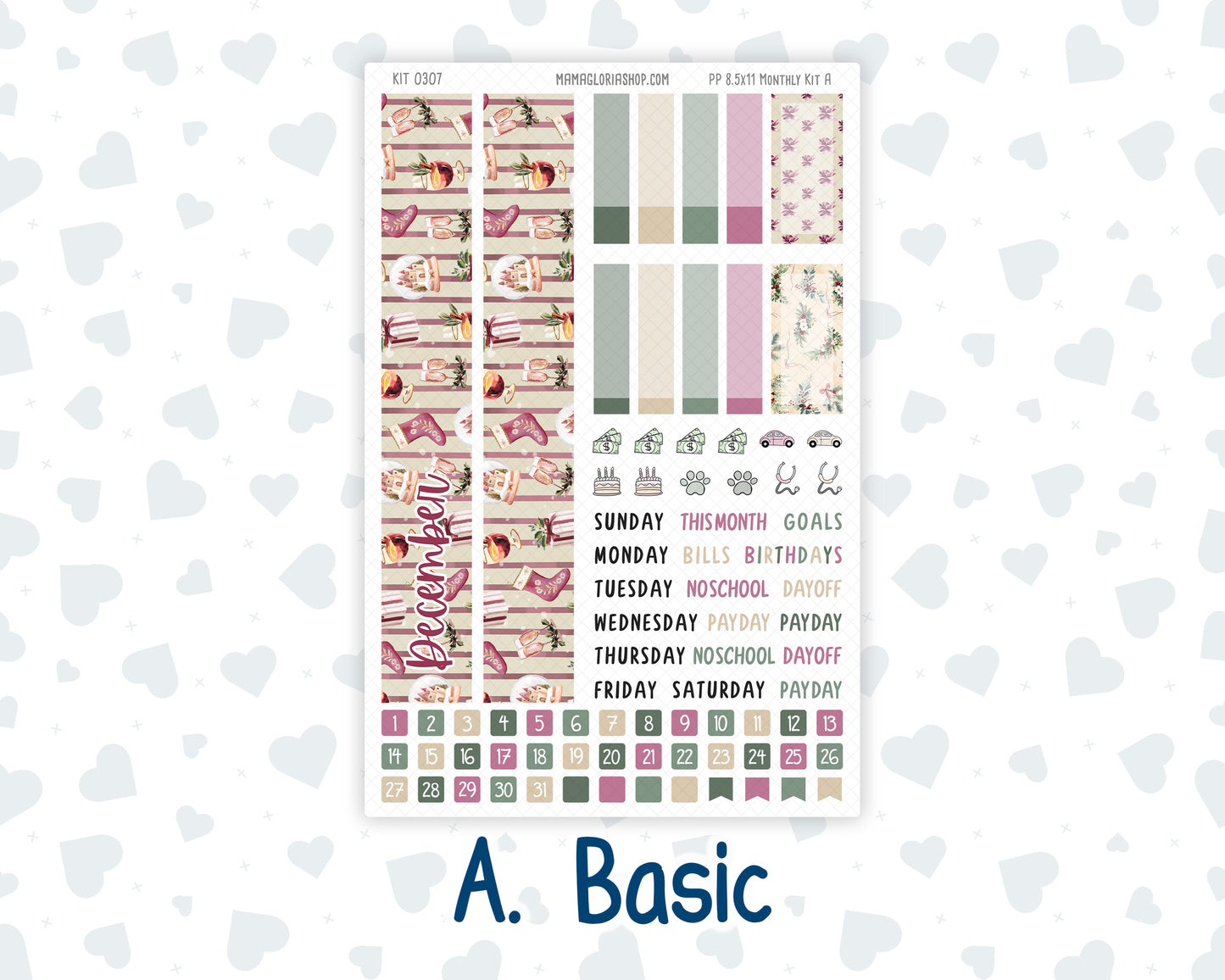 Kit 0307 - 8.5x11 - Plum Paper - Monthly Kit - December - Velvet Hearth