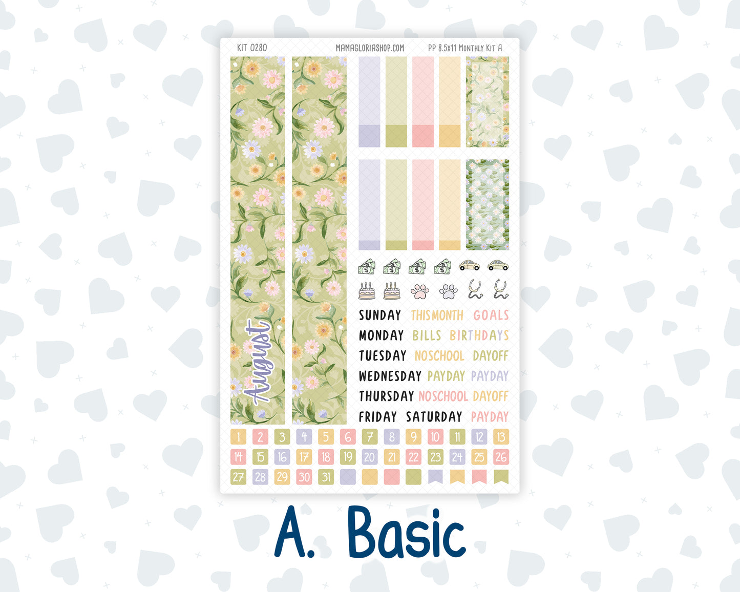 Kit 0280 - 8.5x11 - Plum Paper - Monthly Kit - Half Past Six In August