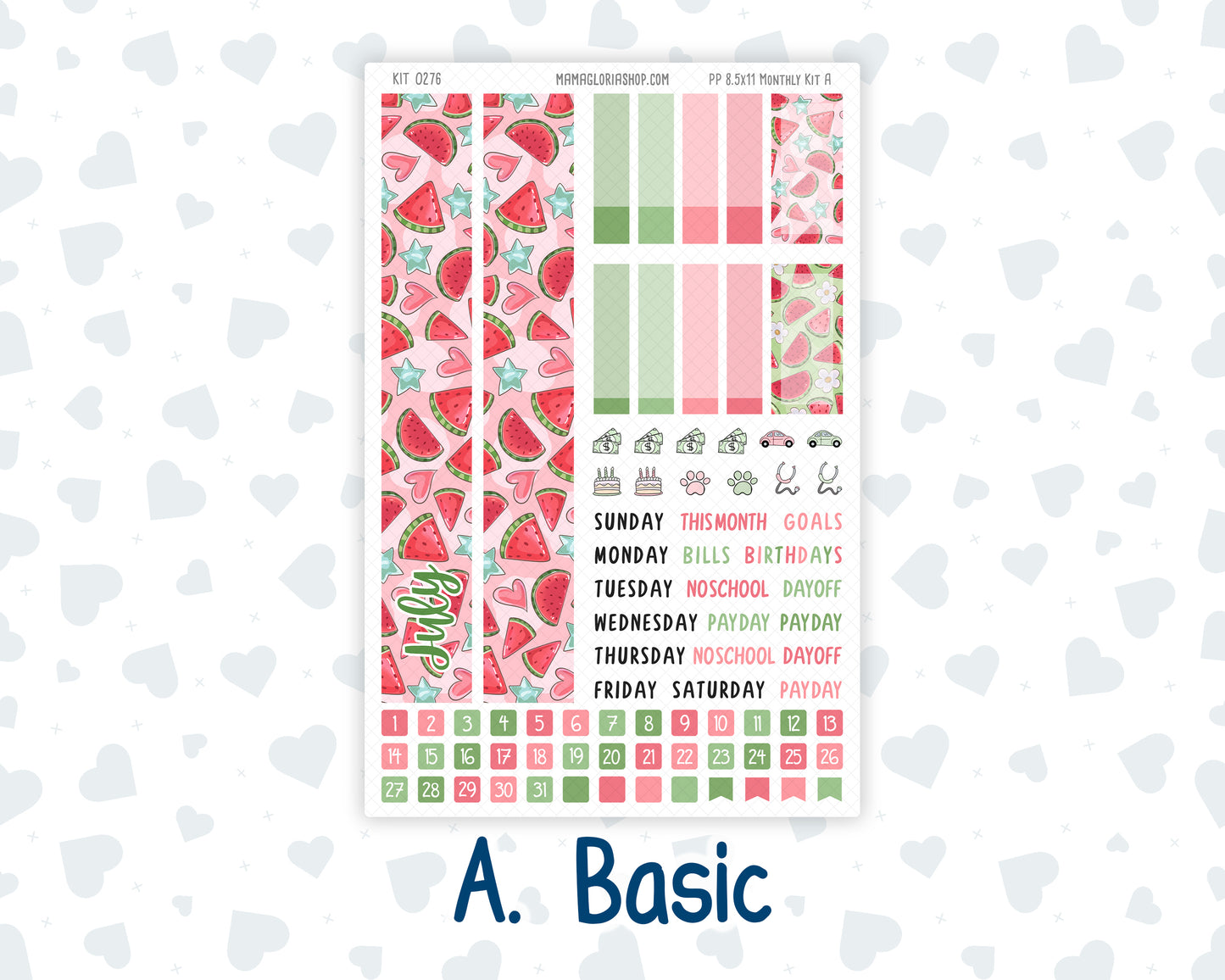 Kit 0276 - 8.5x11 - Plum Paper - Monthly Kit - July - Melon Crush