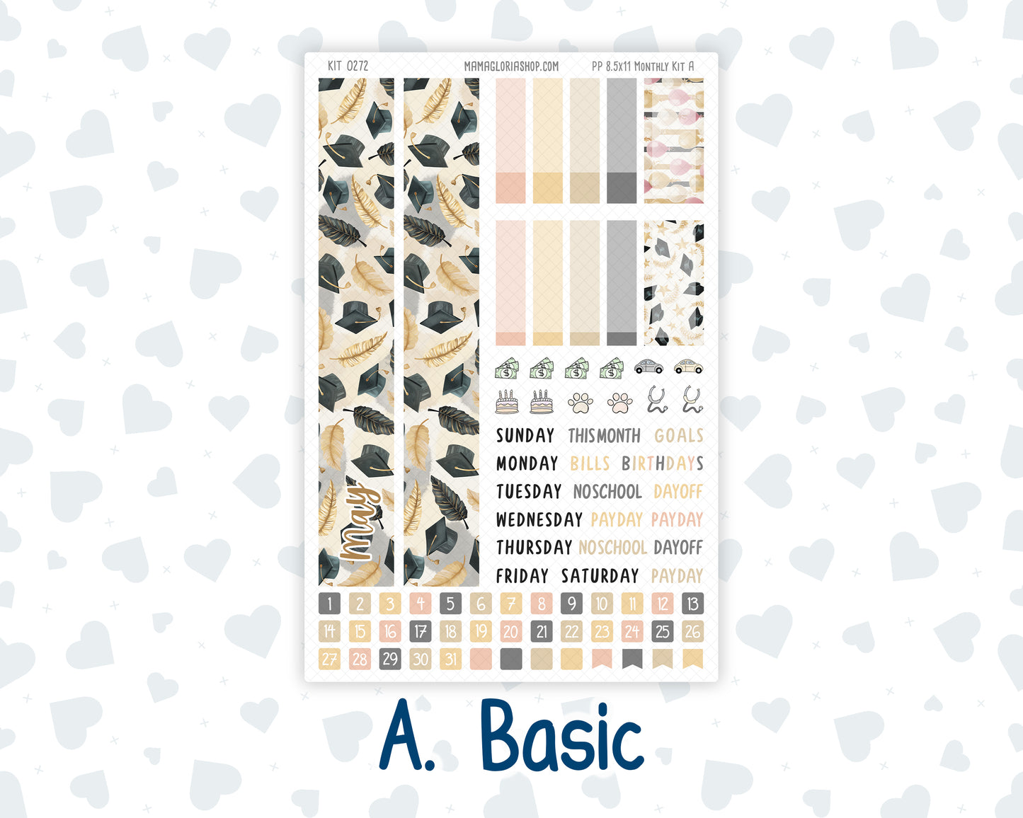 Kit 0272 - 8.5x11 - Plum Paper - Monthly Kit - May - Graduation