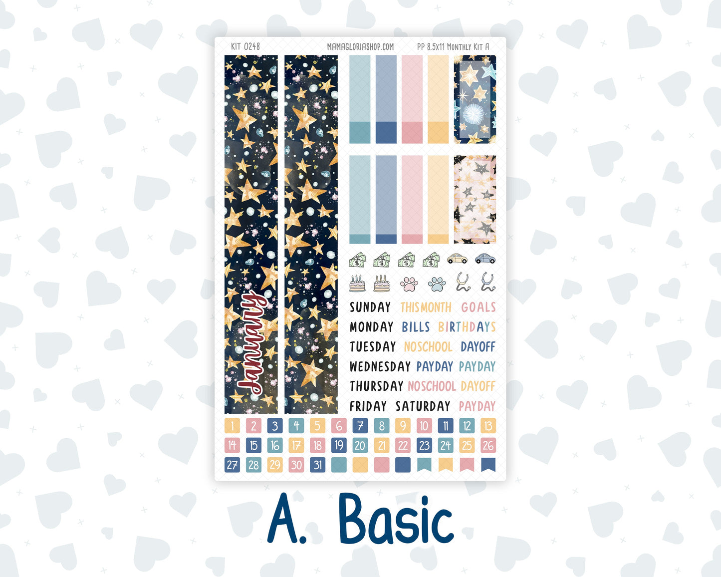 Kit 0248 - 8.5x11 - Plum Paper - Monthly Kit - January - Midnight Countdown