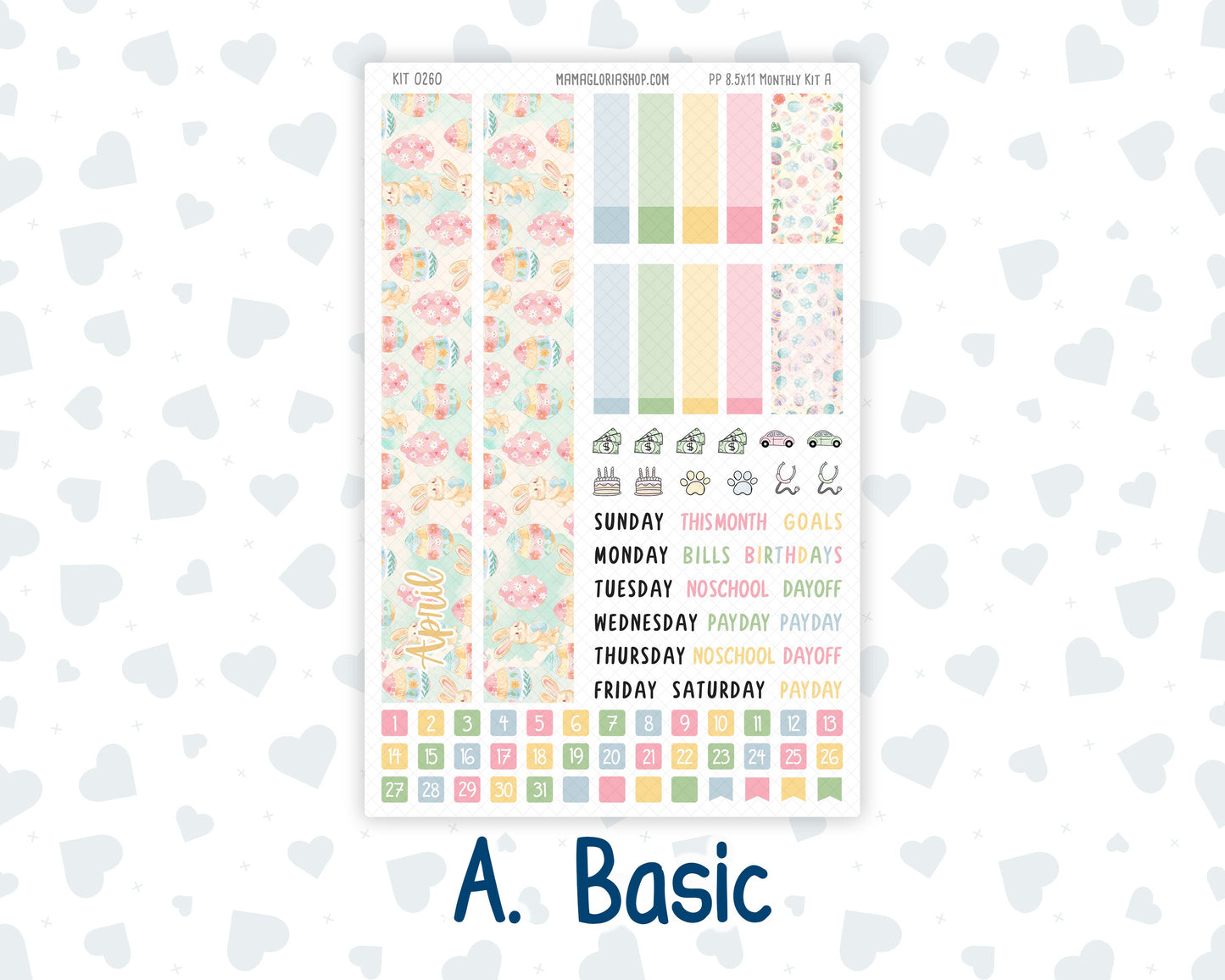 Kit 0260 - 8.5x11 - Plum Paper - Monthly Kit - April - Pastel Egg Hunt