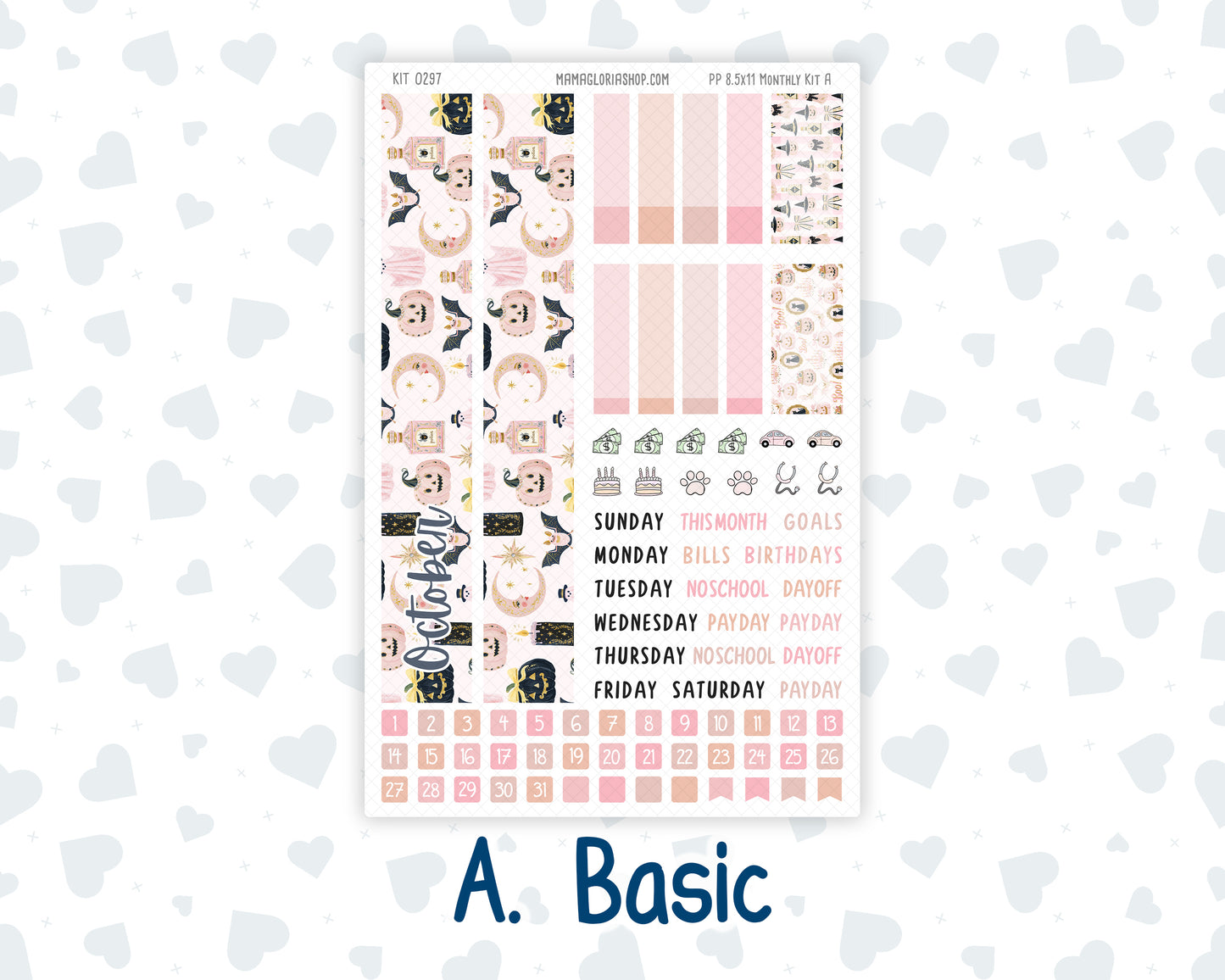 Kit 0297 - 8.5x11 - Plum Paper - Monthly Kit - October - Pink Spell