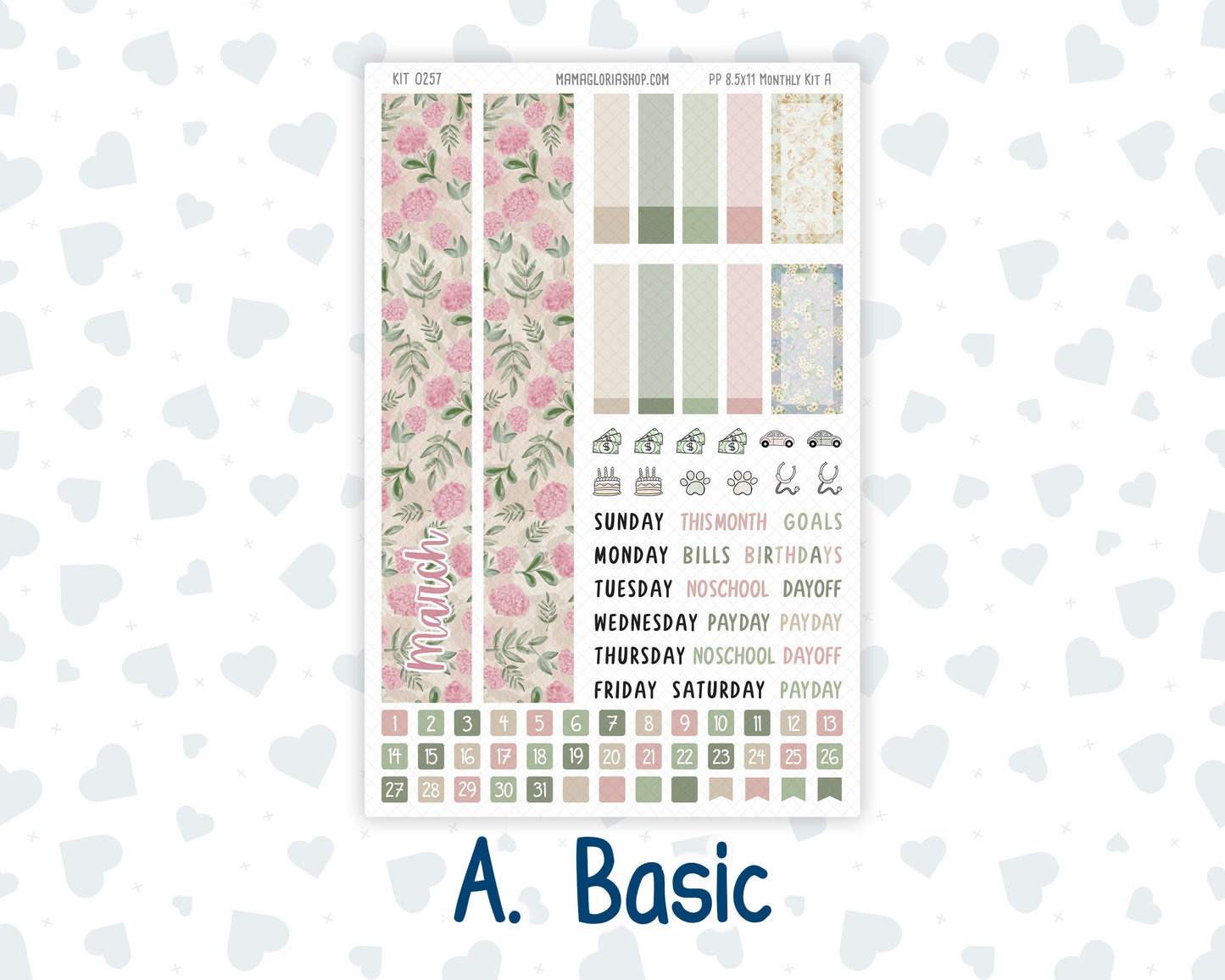 Kit 0257 - 8.5x11 - Plum Paper - Monthly Kit - March - Blush Garden