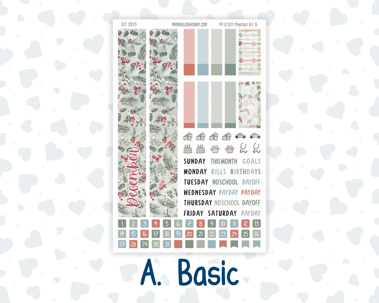 Kit 0245 - 8.5x11 - Plum Paper - Monthly Kit - December - Vintage Christmas