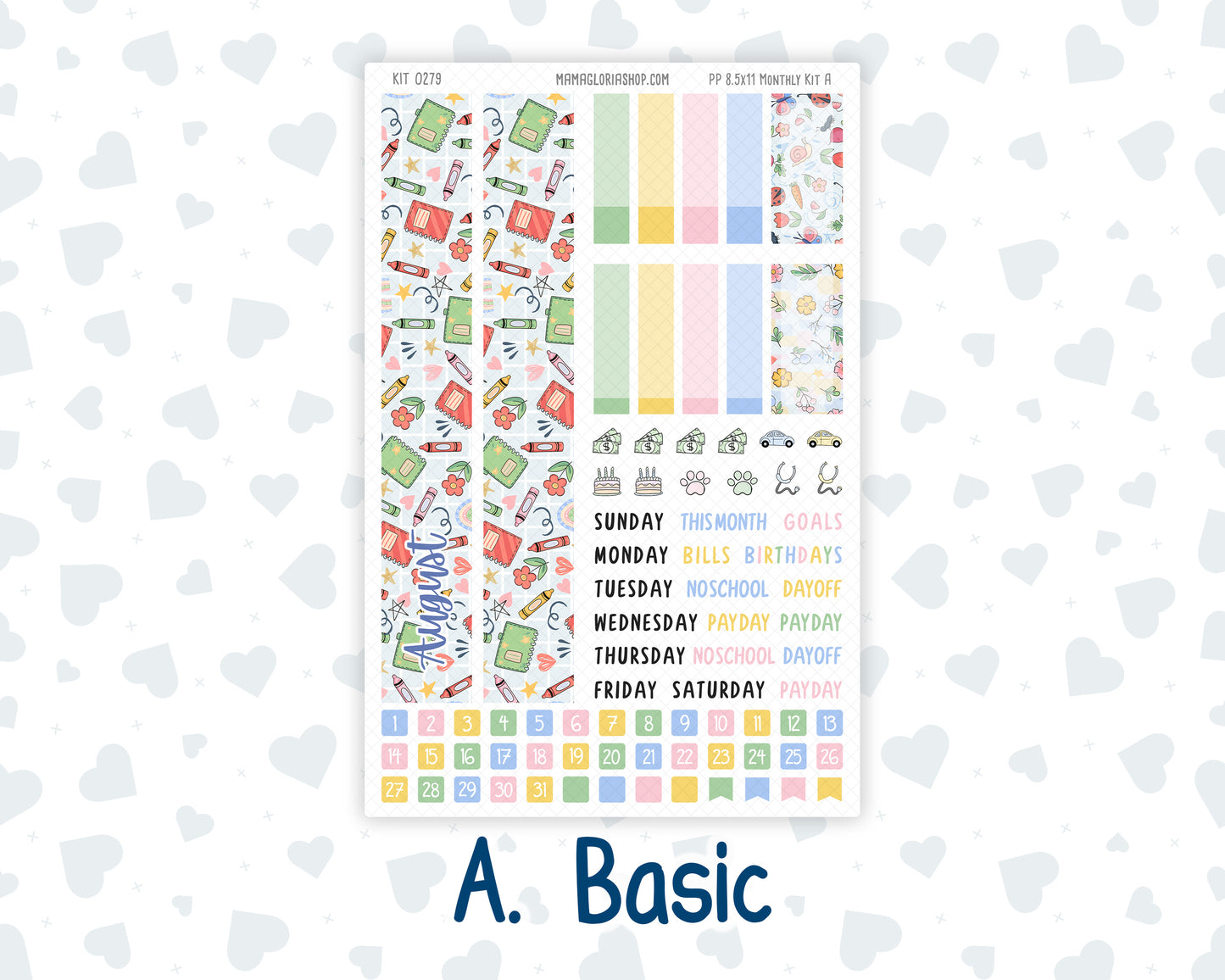 Kit 0279 - 8.5x11 - Plum Paper - Monthly Kit - August - Not Ready For School