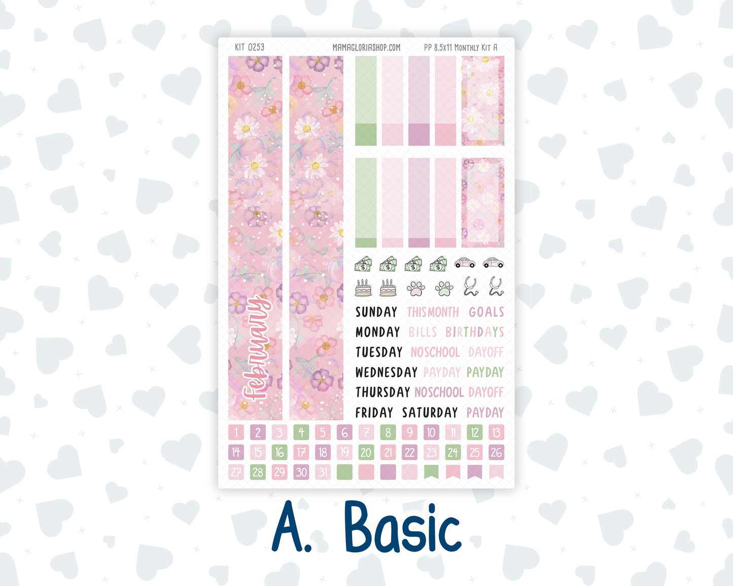 Kit 0253 - 8.5x11 - Plum Paper - Monthly Kit - February - Rosy Daydreams