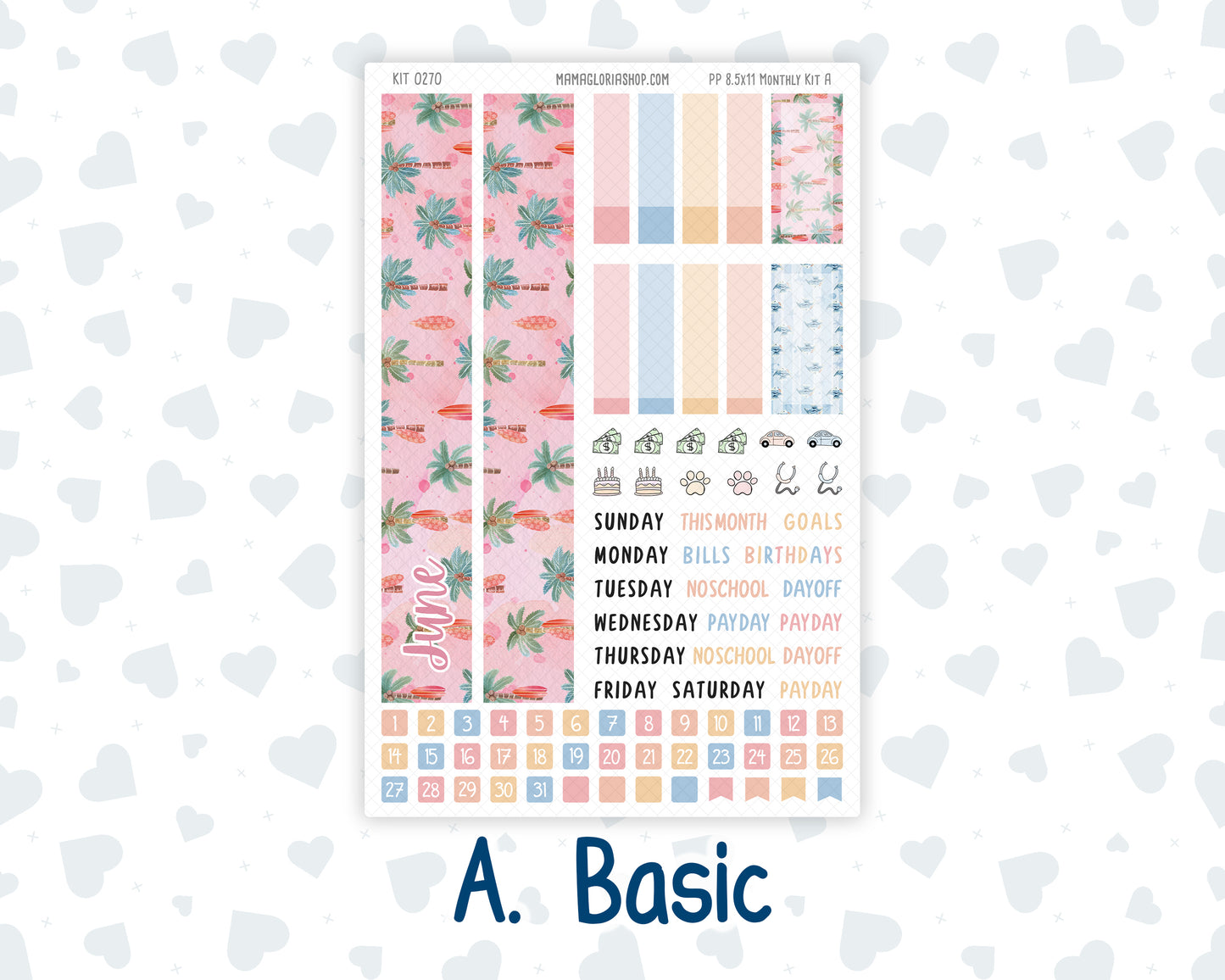 Kit 0270 - 8.5x11 - Plum Paper - Monthly Kit - June - Beachside Bliss