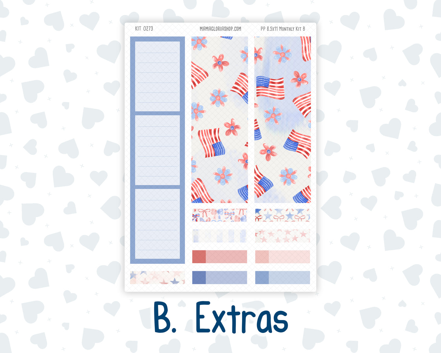 Kit 0273 - 8.5x11 - Plum Paper - Monthly Kit - July - Americana In Bloom
