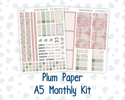 Kit 0257 - A5 - Plum Paper - Monthly Kit - March - Blush Garden