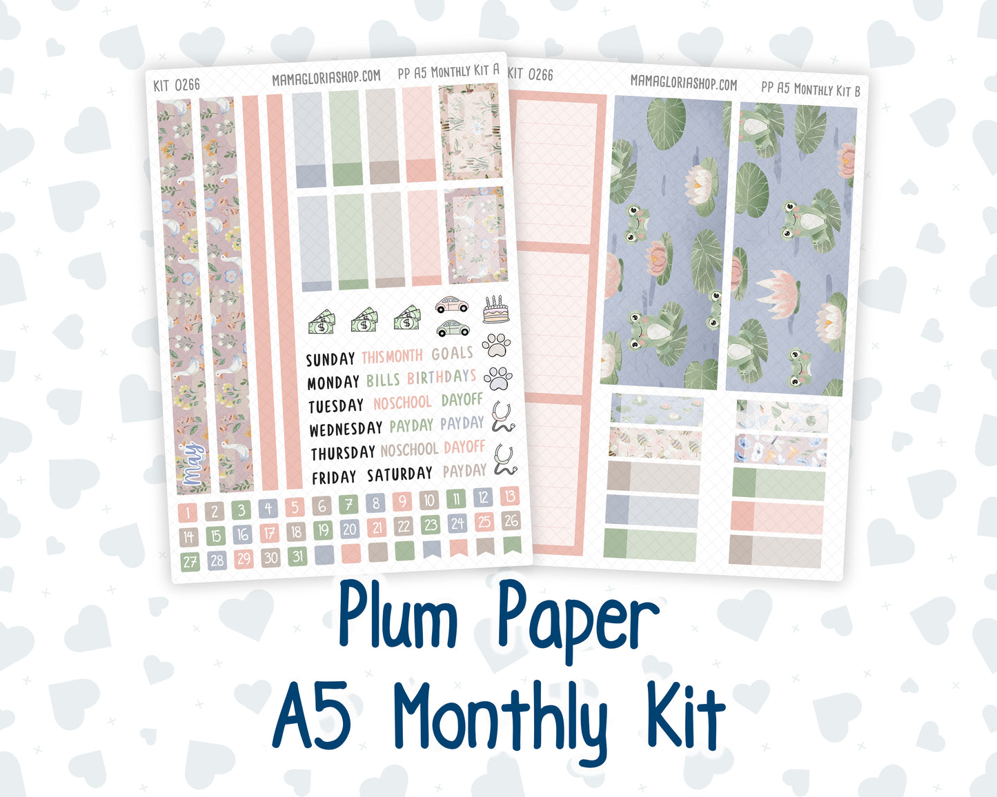 Kit 0266 - A5 - Plum Paper - Monthly Kit - May - Froggy Lake Picnic