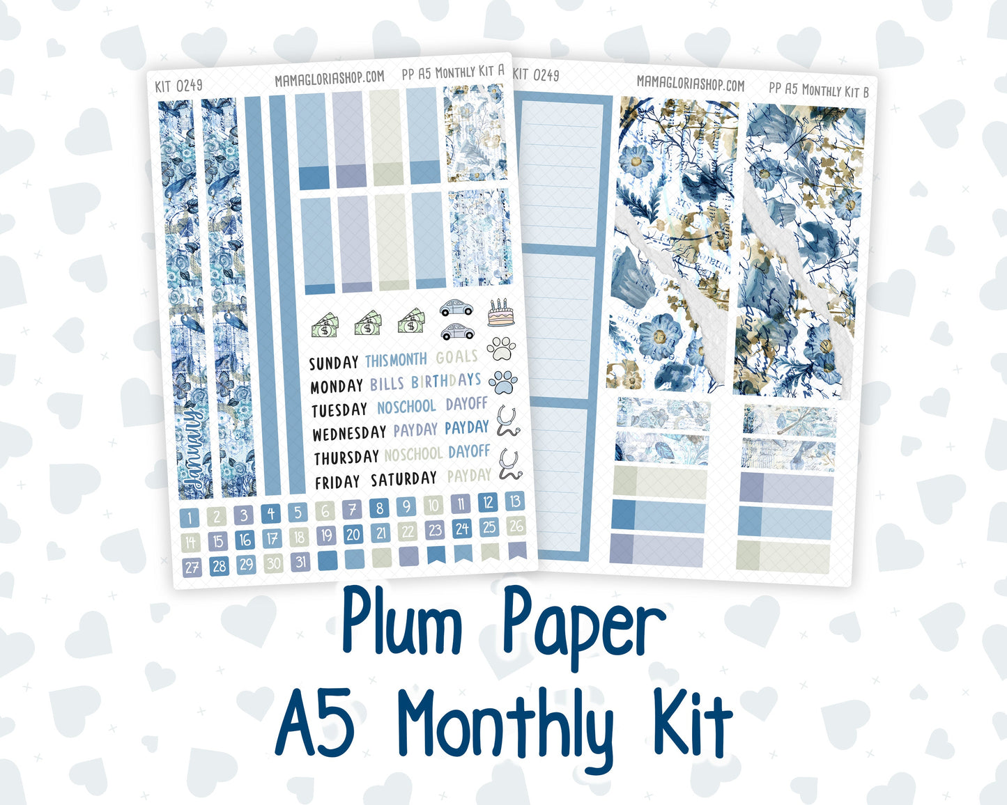 Kit 0249 - A5 - Plum Paper - Monthly Kit - January - Icy Lace