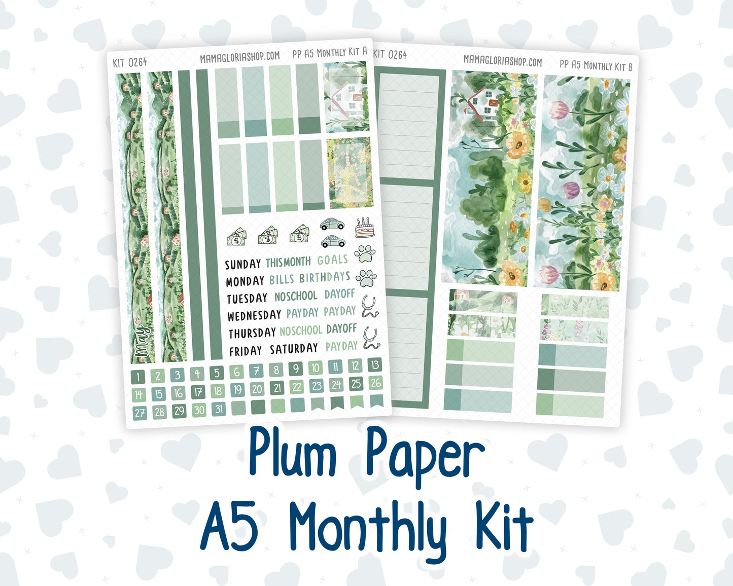 Kit 0264 - A5 - Plum Paper - Monthly Kit - May - Spring Walk