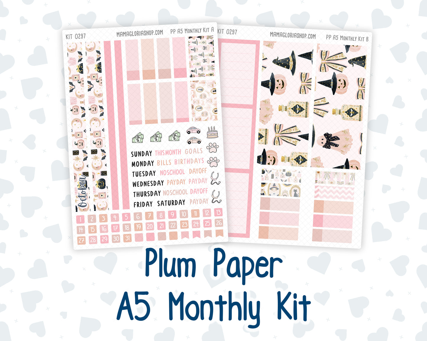 Kit 0297 - A5 - Plum Paper - Monthly Kit - October - Pink Spell