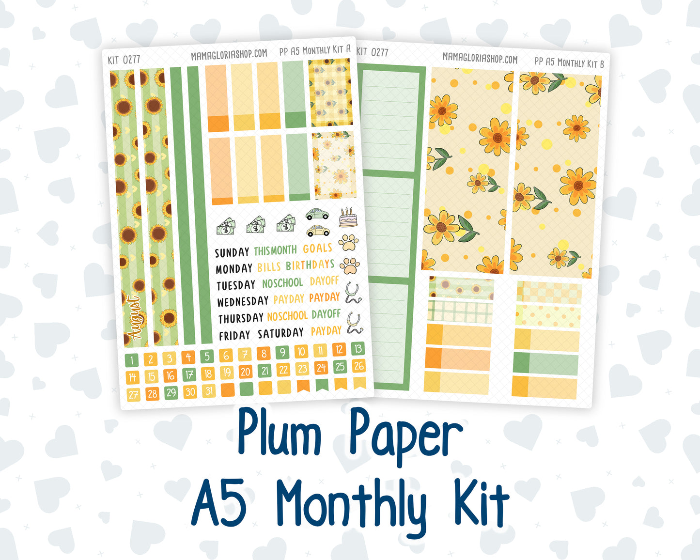 Kit 0277 - A5 - Plum Paper - Monthly Kit - August - Sunflower Drama Club
