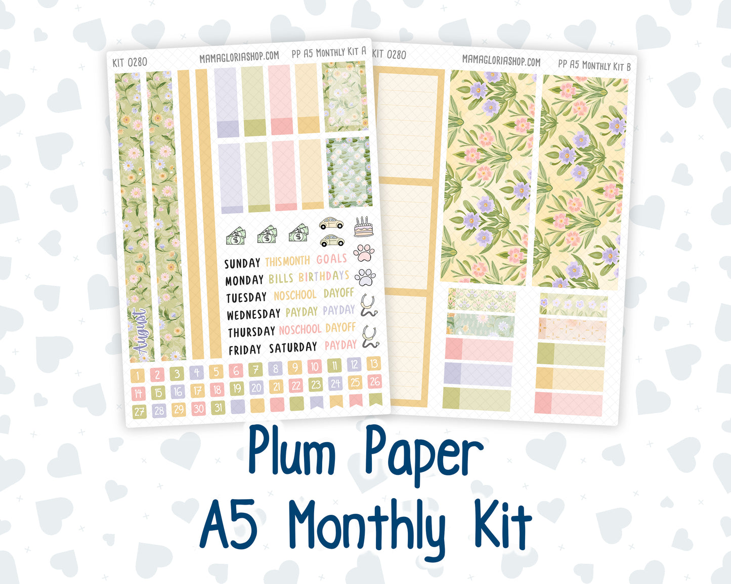 Kit 0280 - A5 - Plum Paper - Monthly Kit - Half Past Six In August