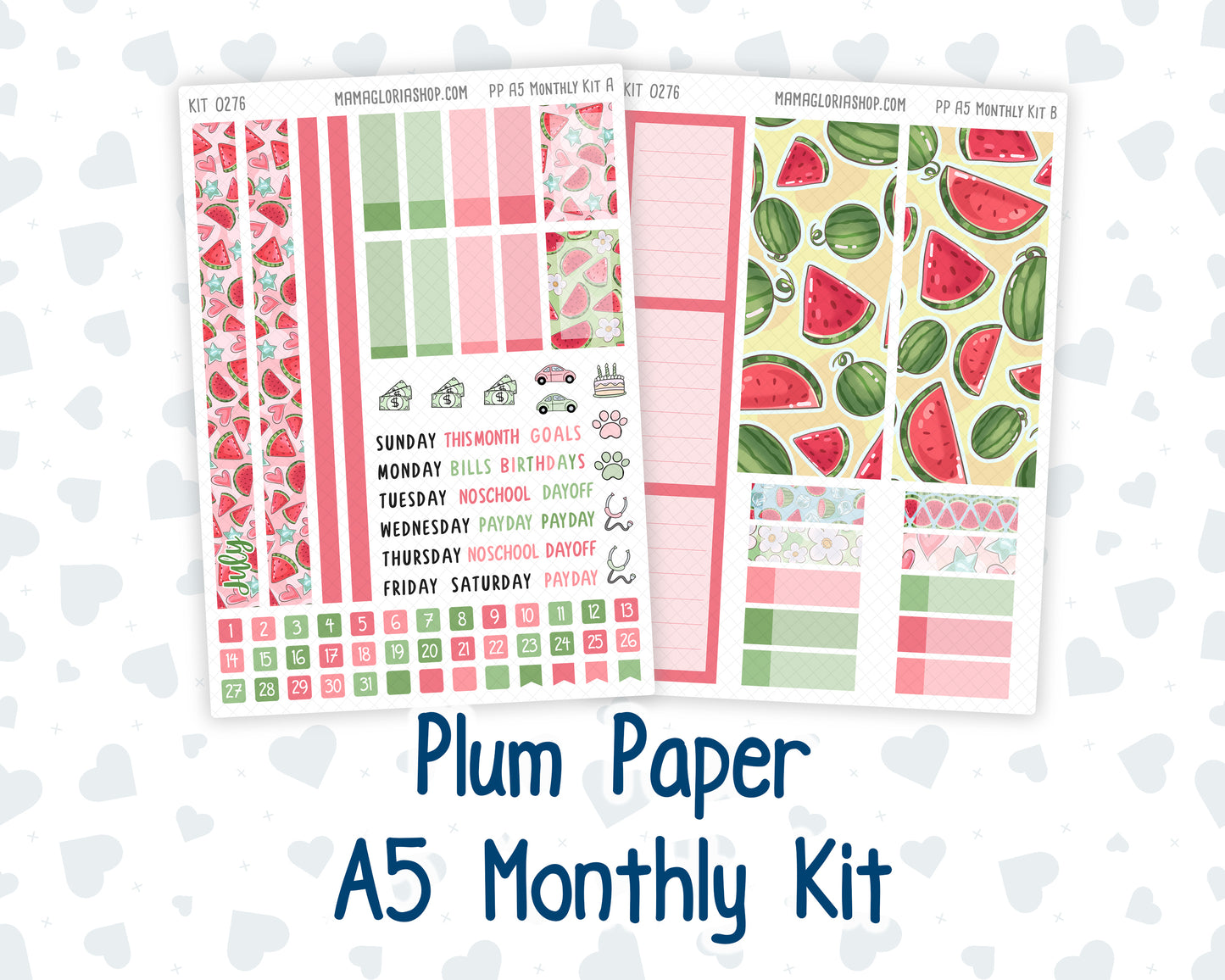 Kit 0276 - A5 - Plum Paper - Monthly Kit - July - Melon Crush
