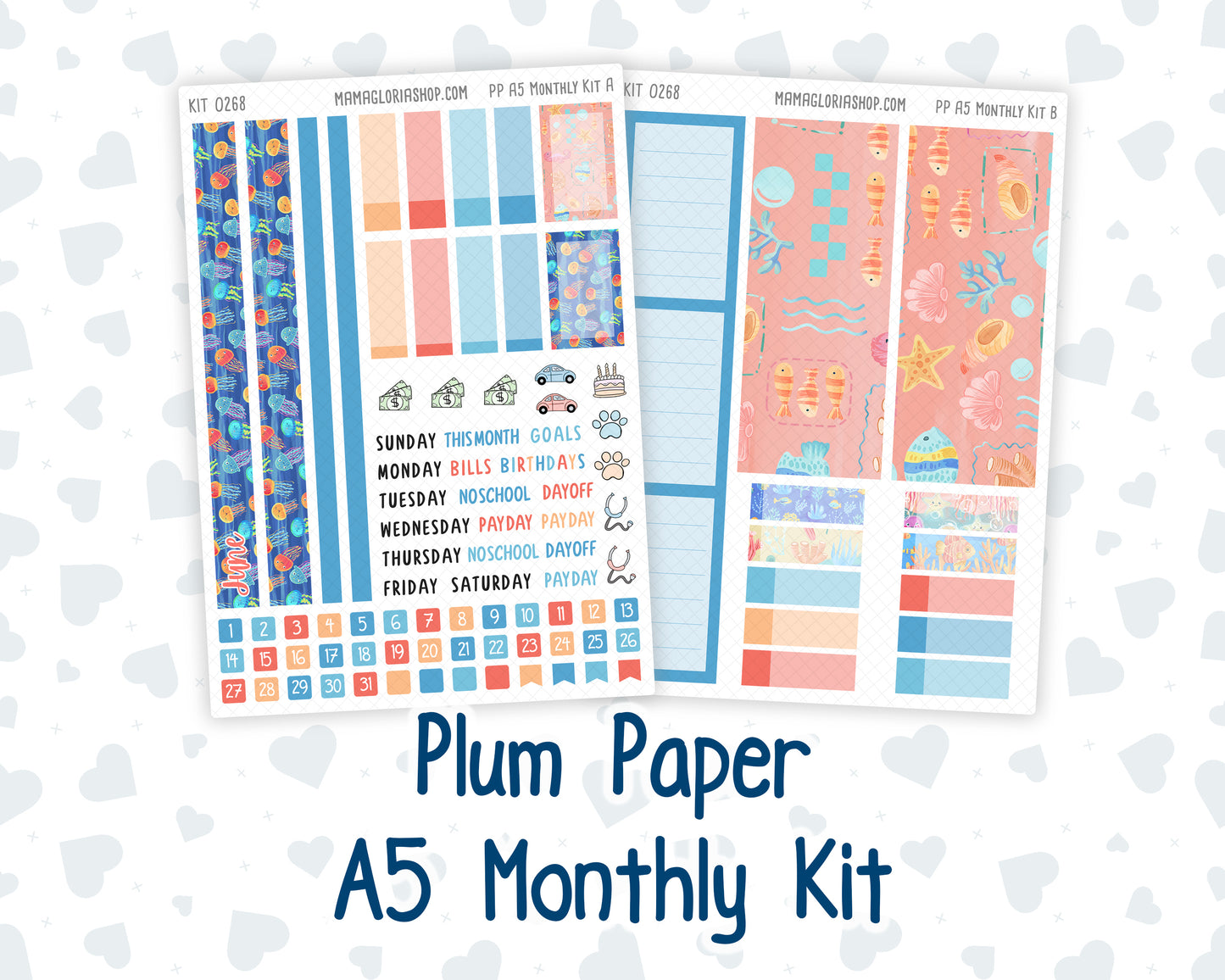 Kit 0268 - A5 - Plum Paper - Monthly Kit - June - Sea Sweeties