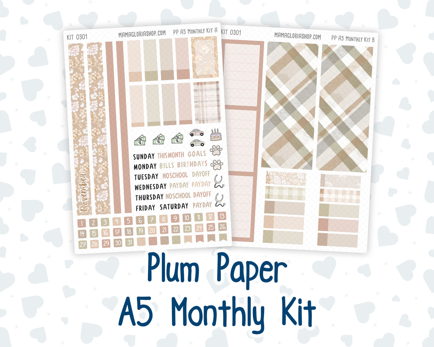 Kit 0301 - A5 - Plum Paper - Monthly Kit - November - Sunday Comfort