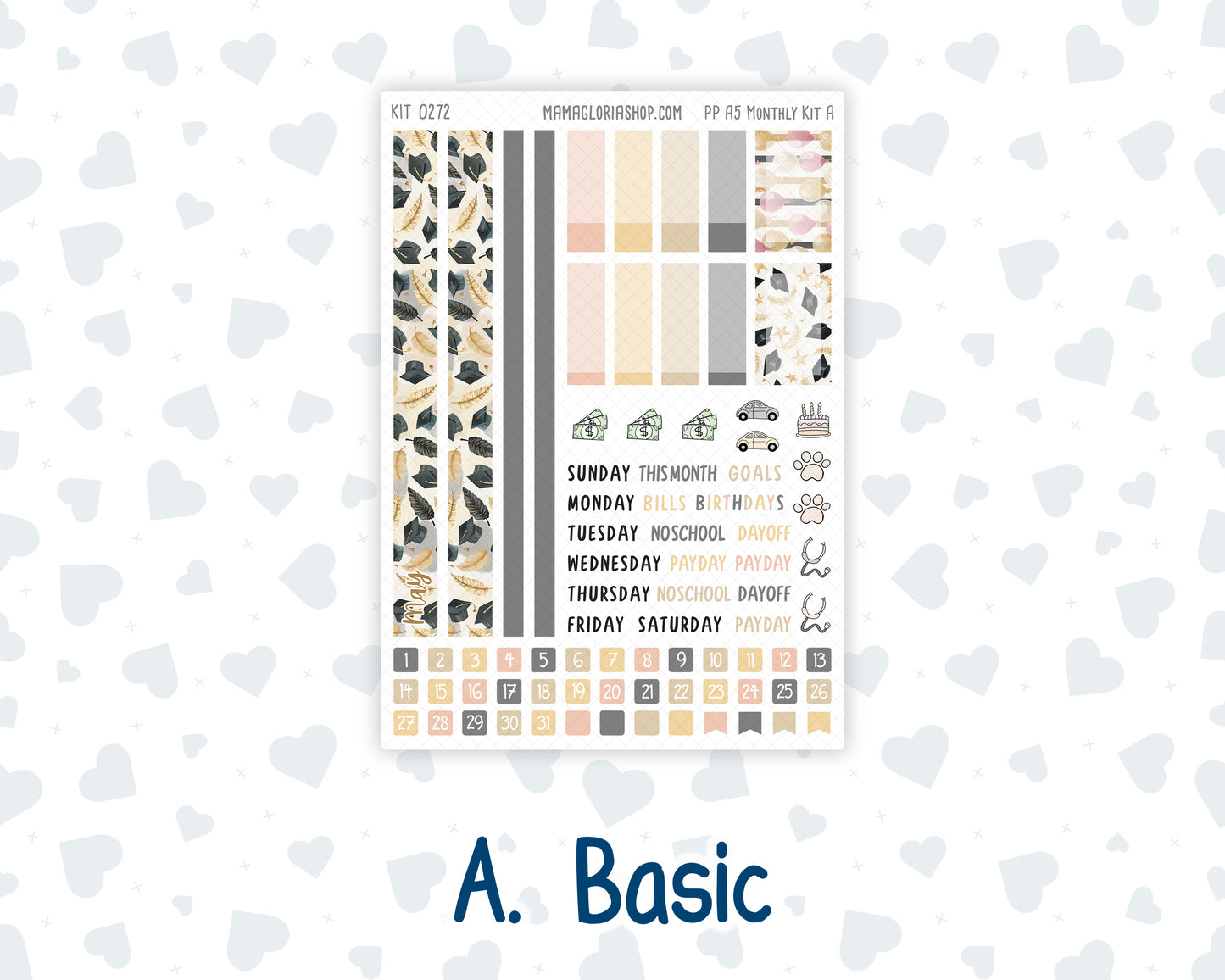Kit 0272 - A5 - Plum Paper - Monthly Kit - May - Graduation