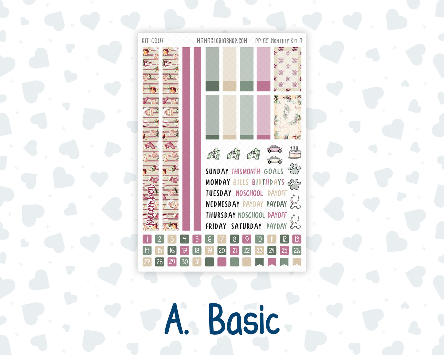 Kit 0307 - A5 - Plum Paper - Monthly Kit - December - Velvet Hearth