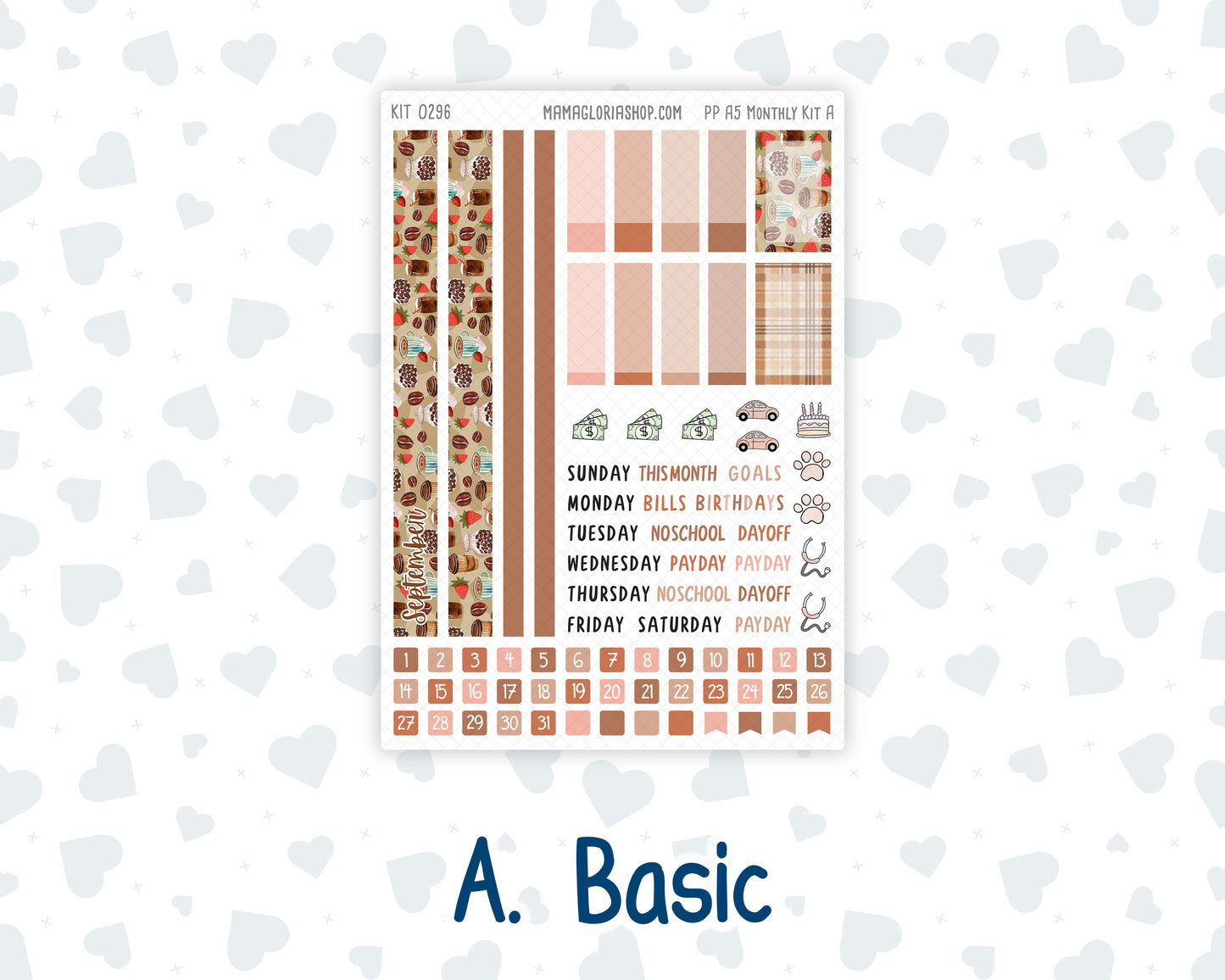 Kit 0296 - A5 - Plum Paper - Monthly Kit - September - Coffee Break