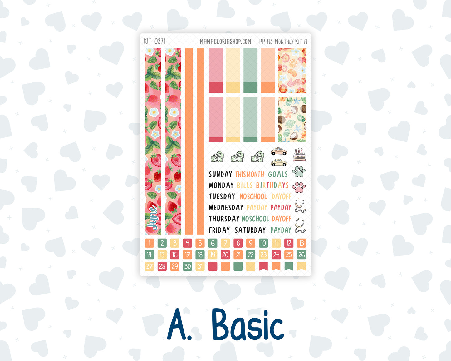 Kit 0271 - A5 - Plum Paper - Monthly Kit - June - Strawberry Shore
