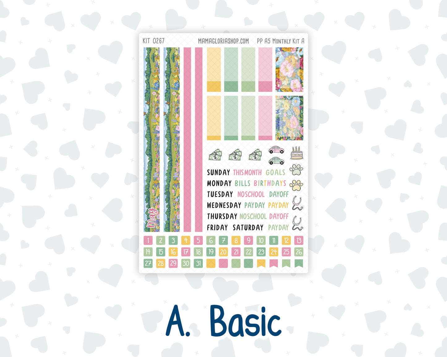 Kit 0267 - A5 - Plum Paper - Monthly Kit - May - Flowers For Mama