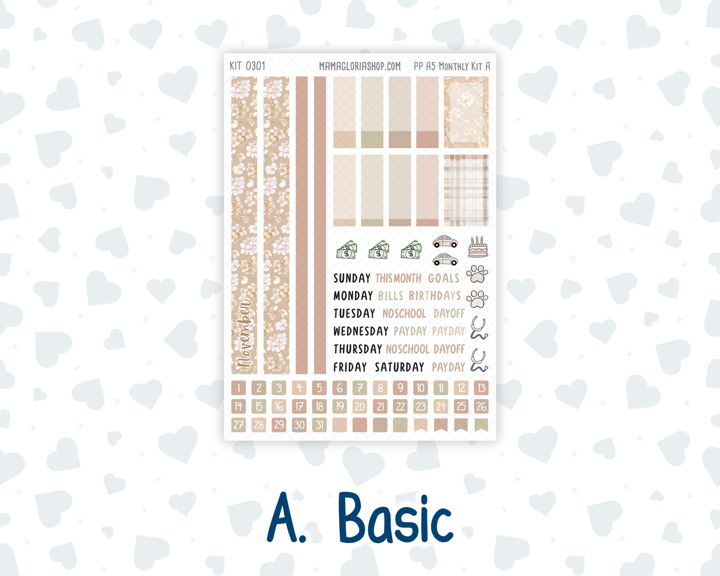 Kit 0301 - A5 - Plum Paper - Monthly Kit - November - Sunday Comfort