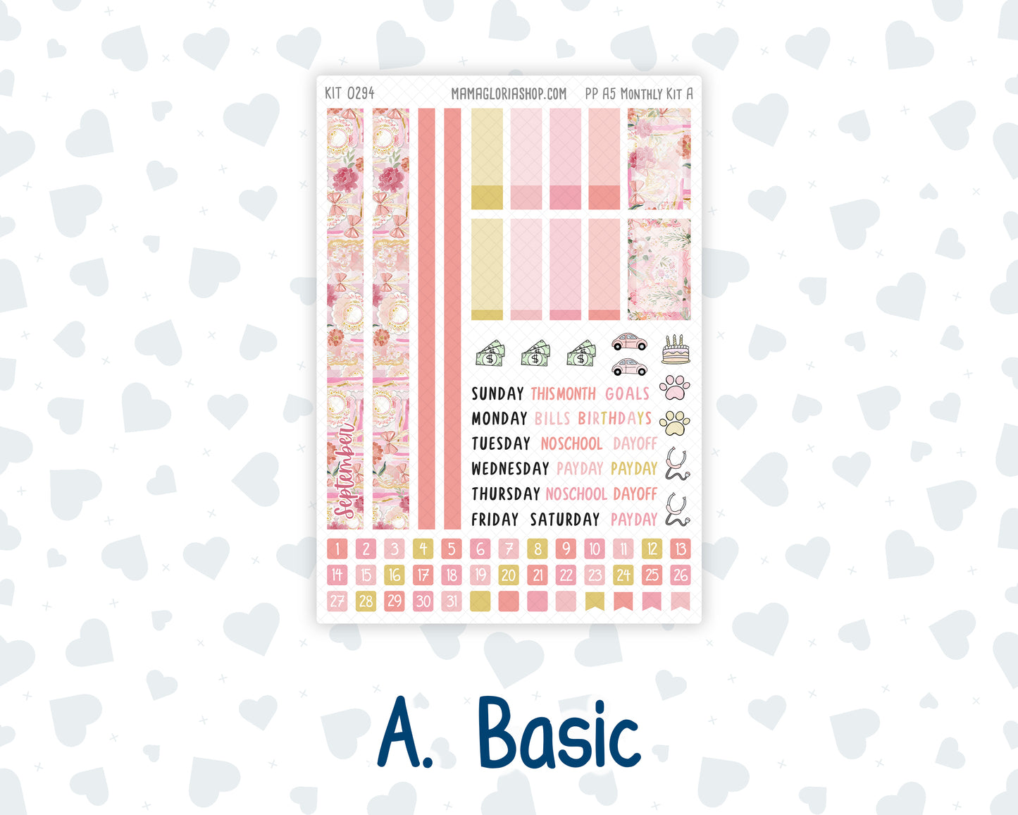 Kit 0294 - A5 - Plum Paper - Monthly Kit - September - Rosy Reveria