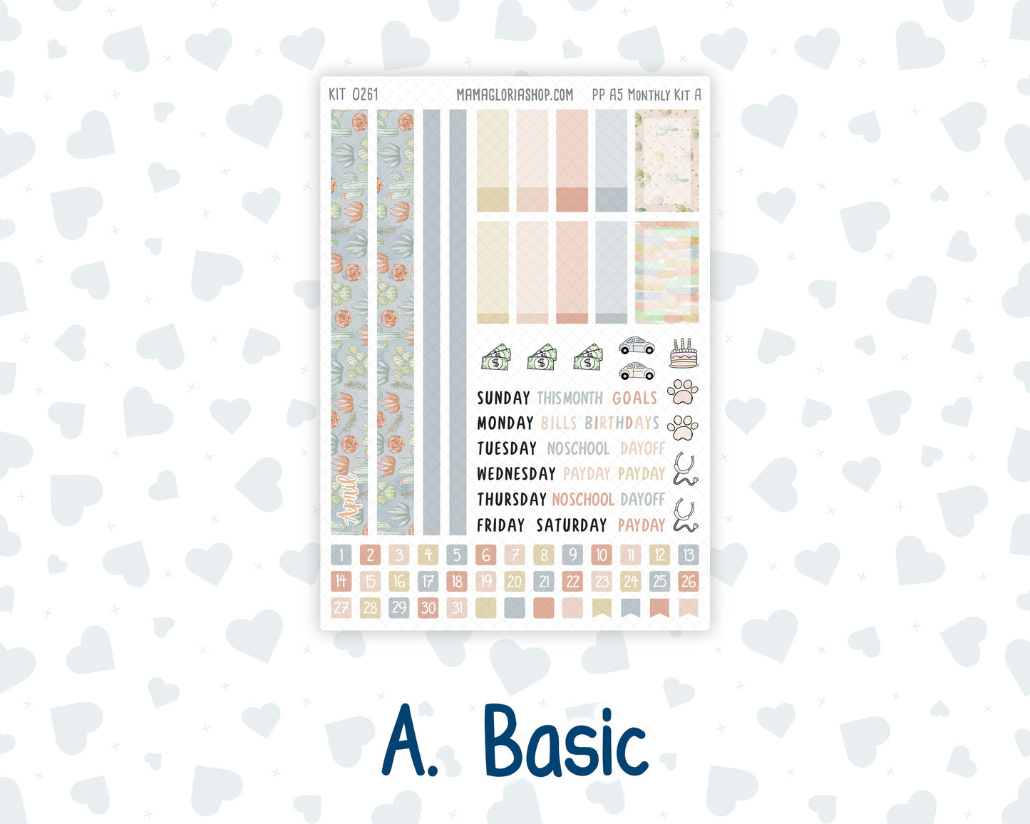 Kit 0261 - A5 - Plum Paper - Monthly Kit - April - Llama Spring