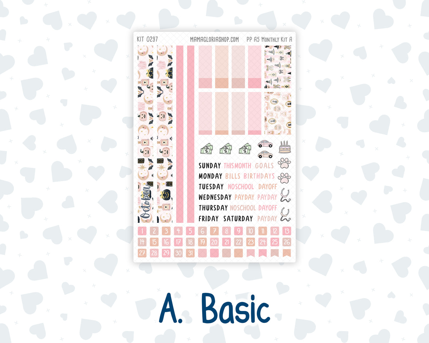 Kit 0297 - A5 - Plum Paper - Monthly Kit - October - Pink Spell