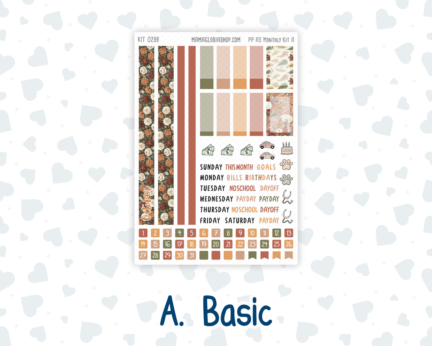 Kit 0298 - A5 - Plum Paper - Monthly Kit - October - Velvet Bloom