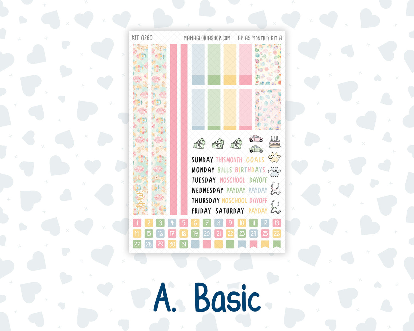 Kit 0260 - A5 - Plum Paper - Monthly Kit - April - Pastel Egg Hunt