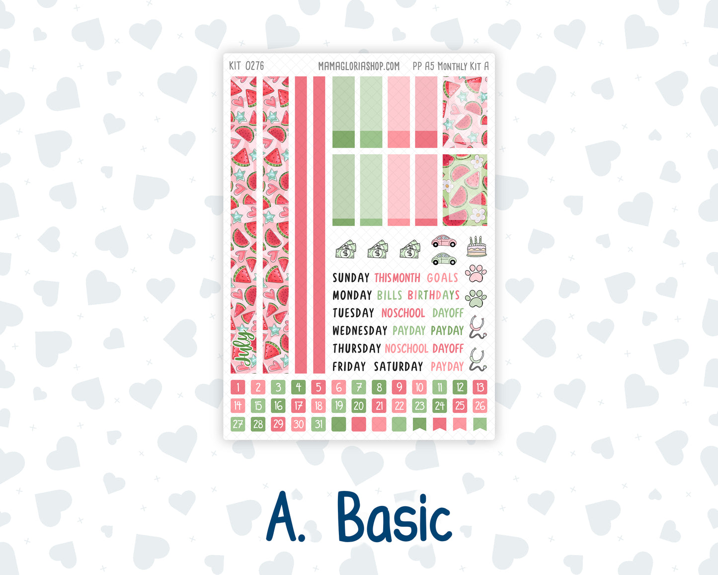 Kit 0276 - A5 - Plum Paper - Monthly Kit - July - Melon Crush
