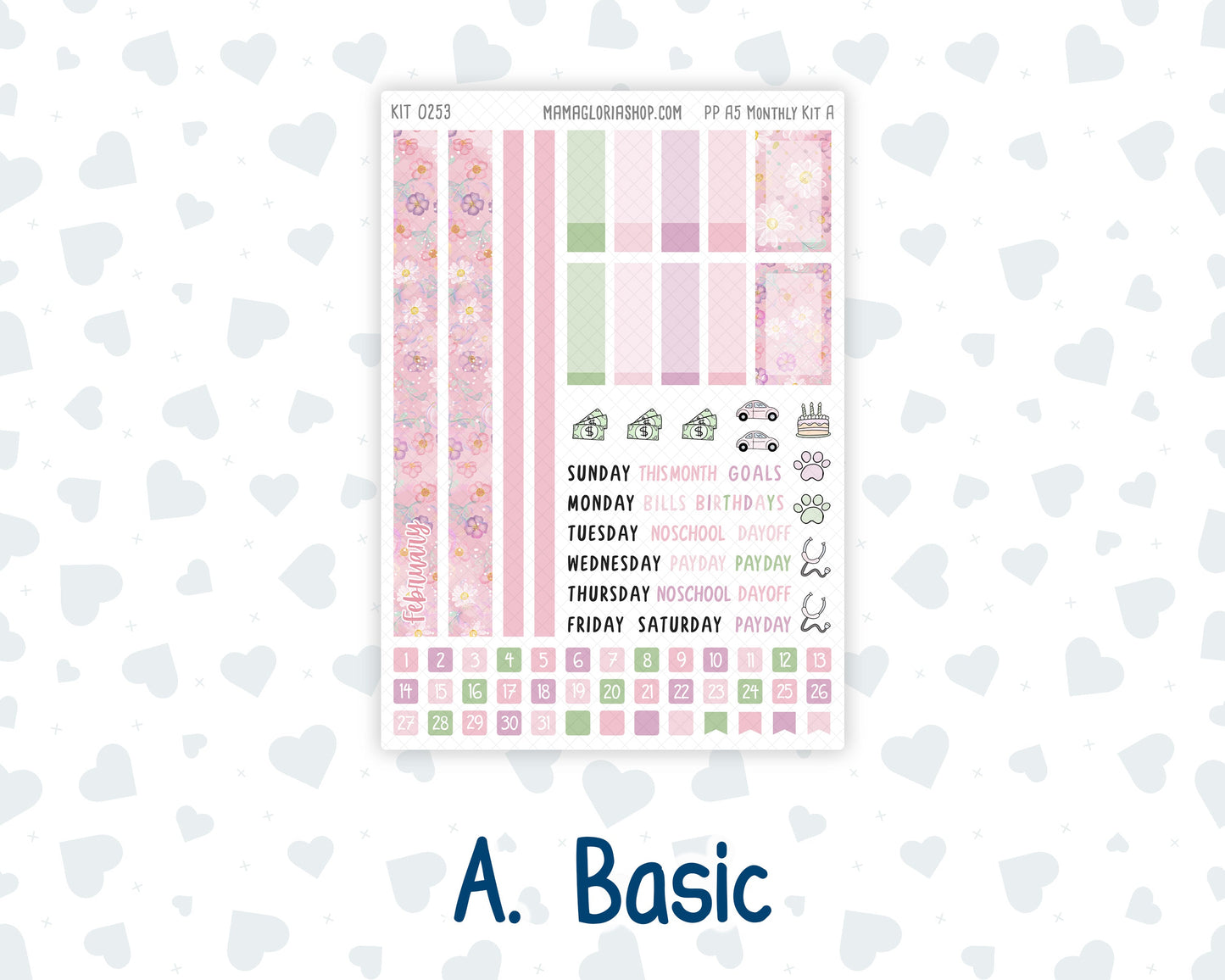 Kit 0253 - A5 - Plum Paper - Monthly Kit - February - Rosy Daydreams