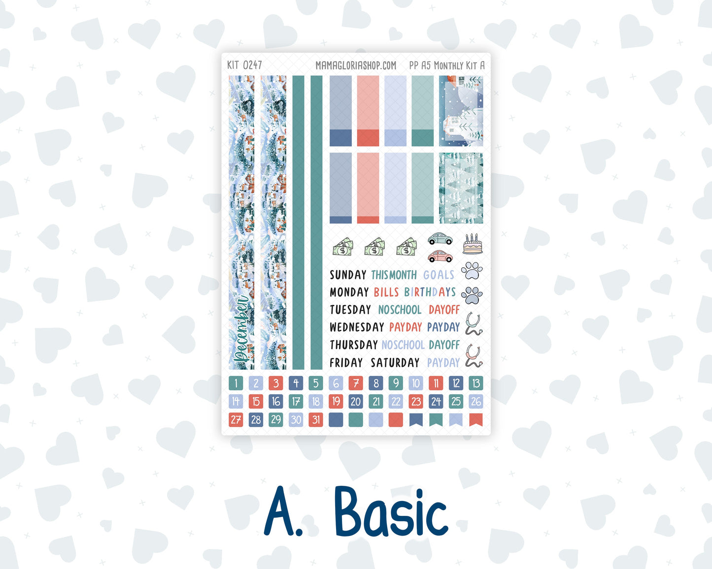 Kit 0247 - A5 - Plum Paper - Monthly Kit - December - Snow Day Adventures