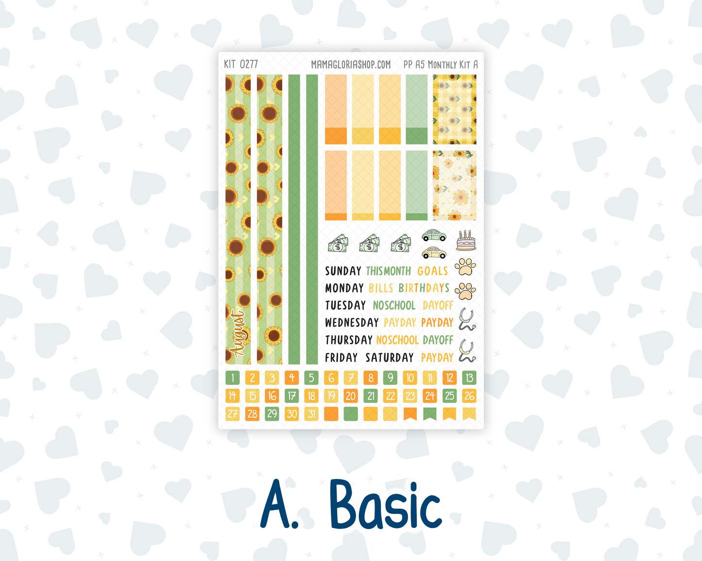Kit 0277 - A5 - Plum Paper - Monthly Kit - August - Sunflower Drama Club