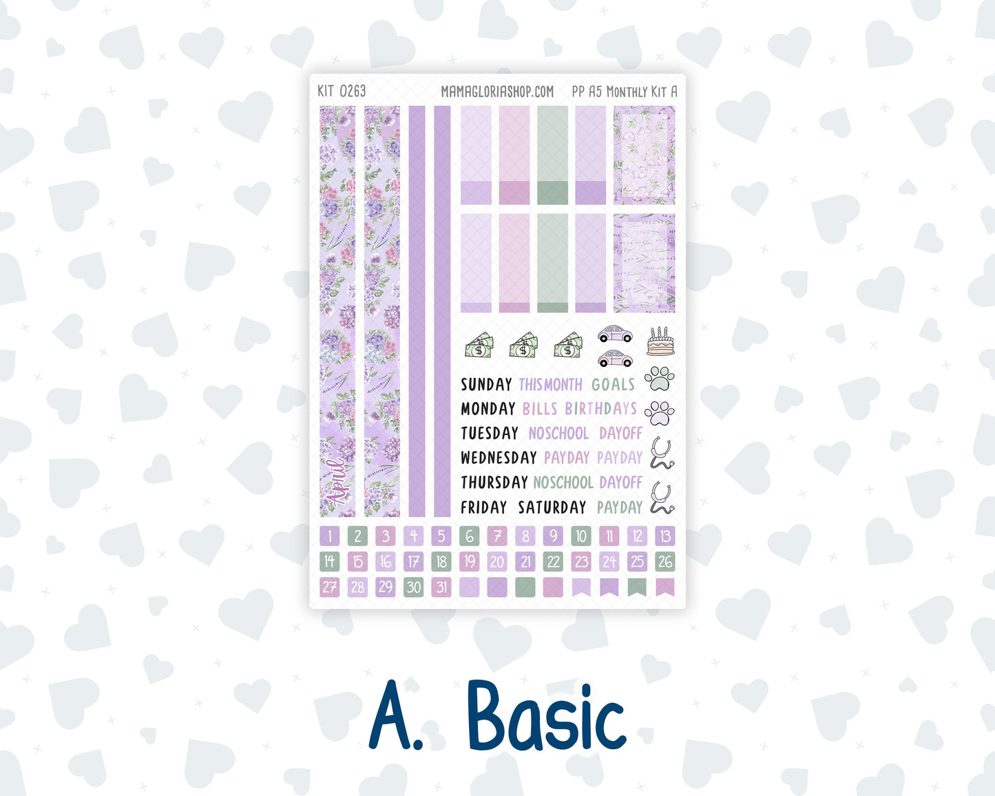 Kit 0263 - A5 - Plum Paper - Monthly Kit - April - Lavender Drift