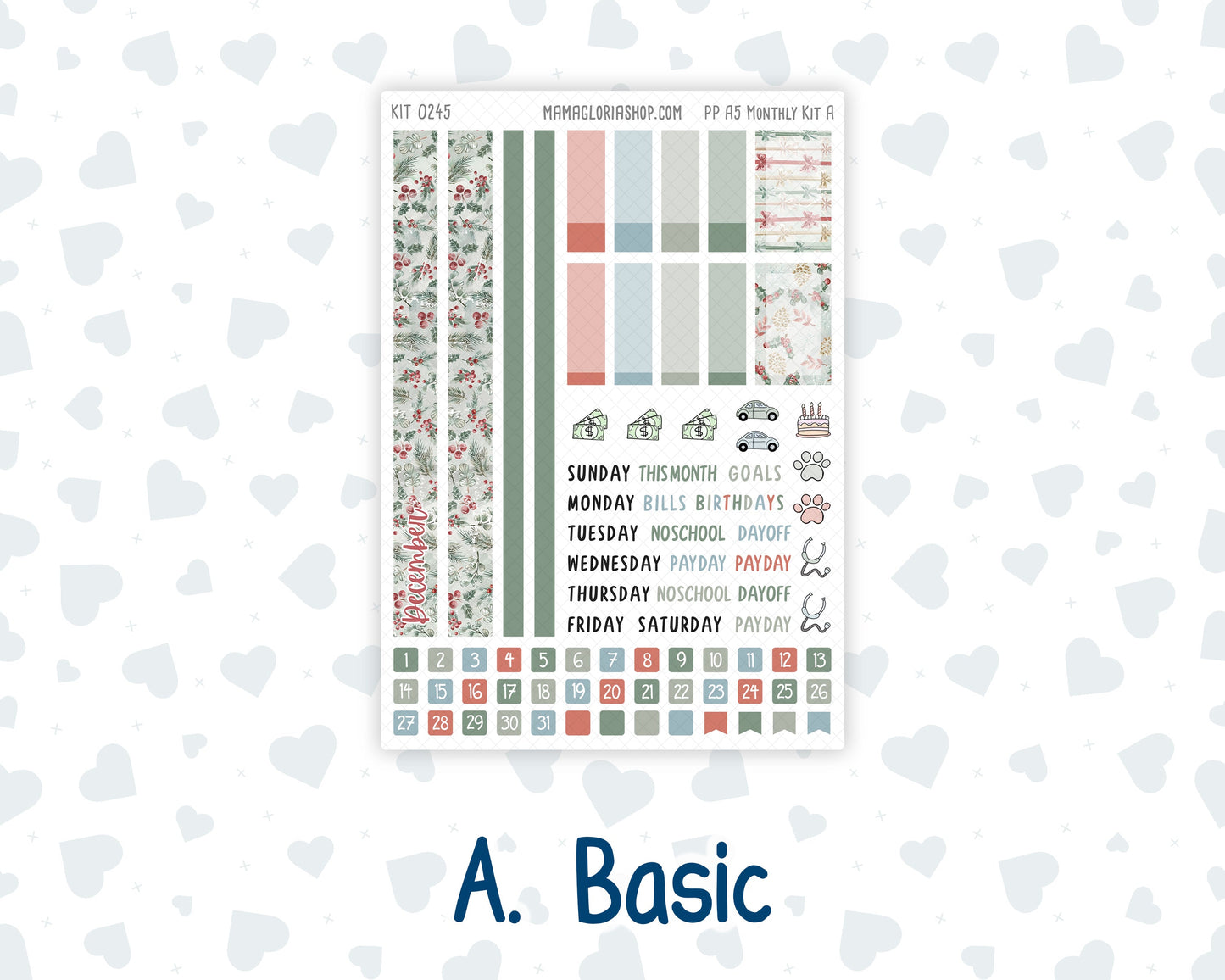 Kit 0245 - A5 - Plum Paper - Monthly Kit - December - Vintage Christmas